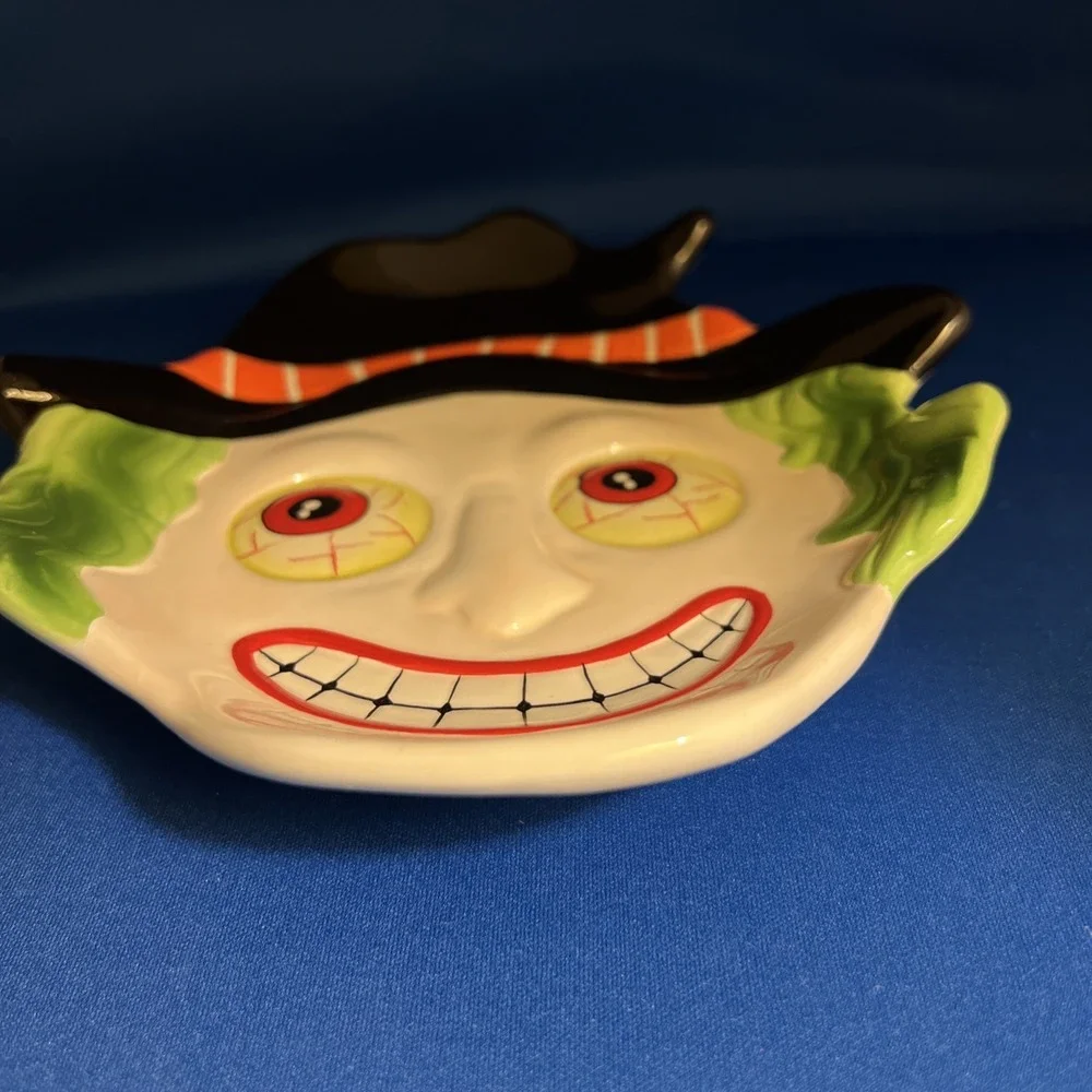 Vintage Lillian Vernon Face Plate Candy Tray Halloween Ceramic Fall Decor